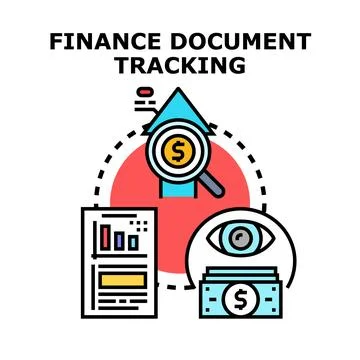 Finance document tracking and financial statement analysis Stock Illustration