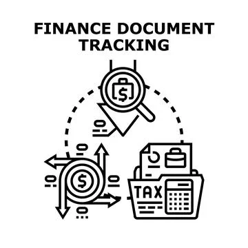 Finance document tracking and financial management concept Illustrazione stock