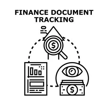 Finance document tracking and financial statement analysis Stock Illustration