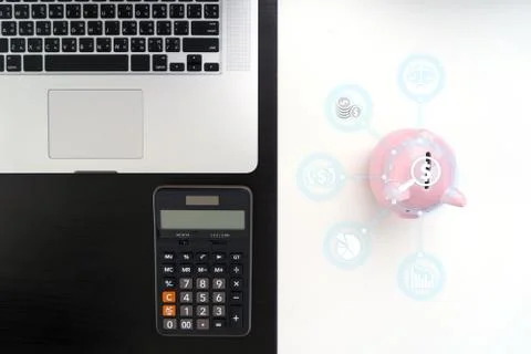 Finance documents digital graph finance with social network diagram Financing Stock Photos