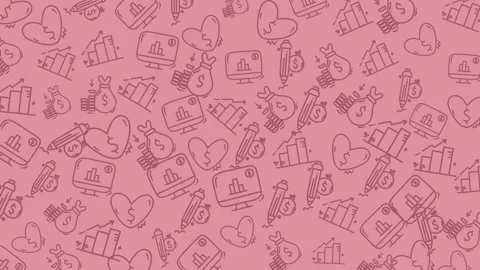 Finance doodle a playful pink background filled with whimsical financial Vídeo Stock 334368104