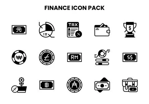 Finance DuoTone Set Icons Pack Stock Illustration