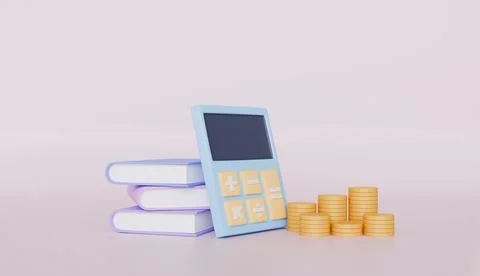Finance education with book basic math operation symbols calculator plus Stock Illustration