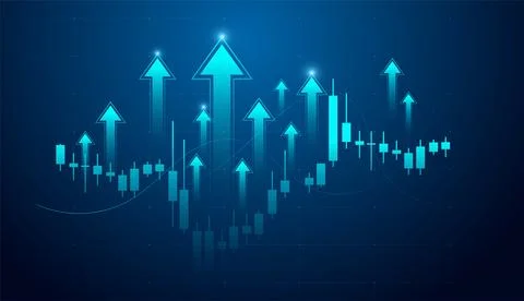 A Finance elements charts of bold blue arrows and up trend financial object.. Stock Illustration