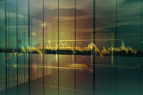 Finance elements charts in gold. Bitmap illustration. Stock Illustration