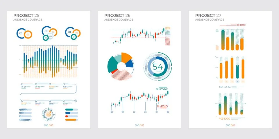Finance elements commercial charts. Abstract visual vector illustration. Stock Illustration