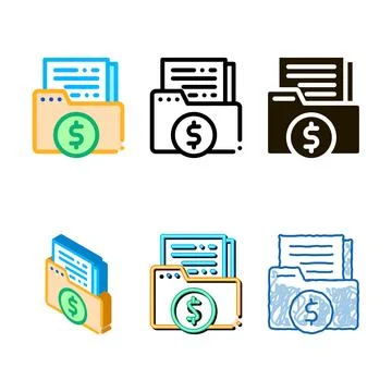 Finance files icon vector looks outline Stock Illustration