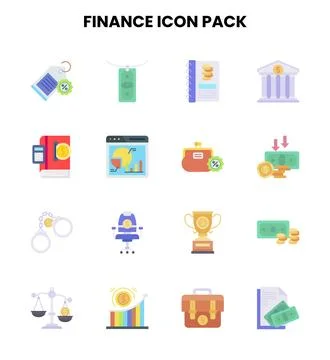 Finance Flat Design Icons Pack Stock Illustration