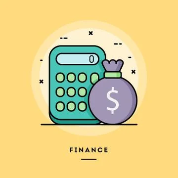 Finance, flat design thin line banner. Stock Illustration
