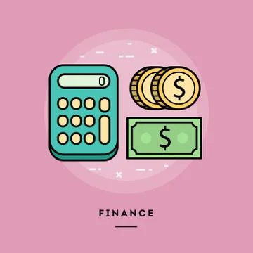 Finance, flat design thin line banner. Stock Illustration