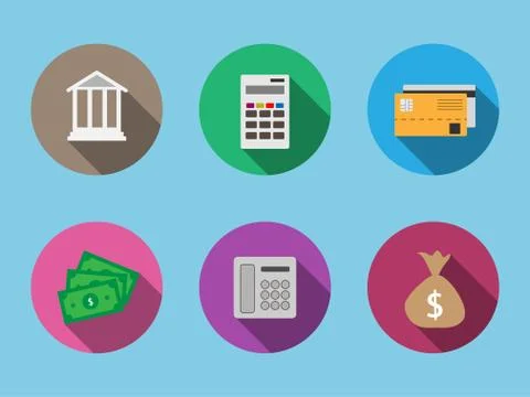 Finance flat icon set Stock Illustration