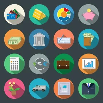 Finance flat icons Stock Illustration