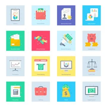 Finance Flat Icons Set Stock Illustration