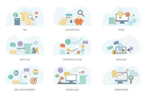 Finance Flat Illustration Collection Stock Illustration
