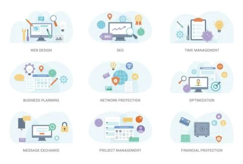 Finance Flat Illustration Pack Stock Illustration