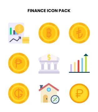 Finance Flat Scalable Icons Pack Stock Illustration