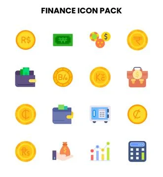 Finance Flat Scalable Icons Pack Stock Illustration