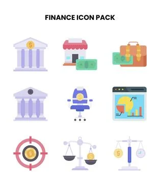 Finance Flat Set Icons Pack Stock Illustration