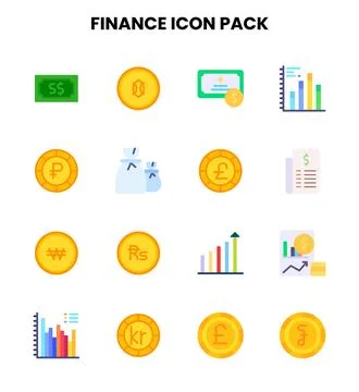 Finance Flat Set Icons Pack Stock Illustration