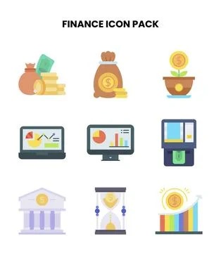Finance Flat Set Icons Pack Stock-Illustration