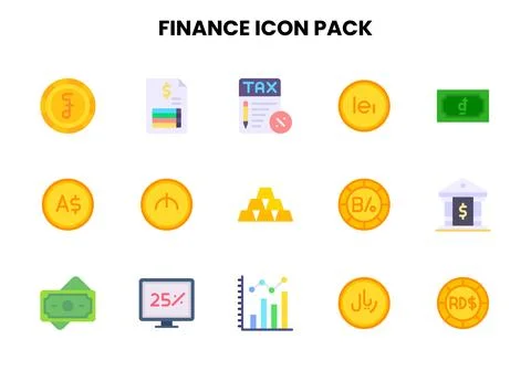 Finance Flat UI Icons Pack Stock-Illustration