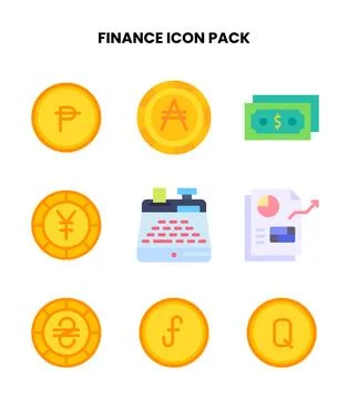 Finance Flat UI Icons Pack Stock Illustration