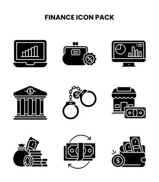 Finance Glyph Bundle Icons Pack Stock-Illustration