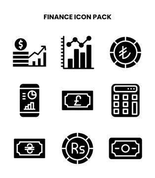 Finance Glyph Set Icons Pack Ilustración de archivo