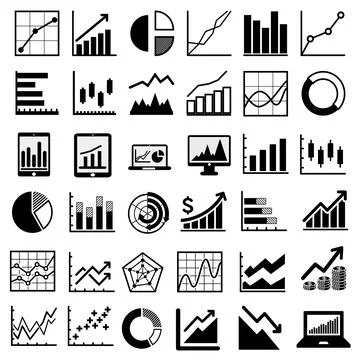 Finance Graph and Data Analytics Icon Vector Stock Illustration