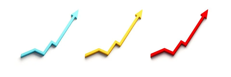 Finance Graph Arrow Set of Improvement. Success Background 3D Render Stock Illustration