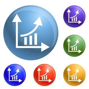 Finance graph chart icons set vector Illustrazione stock