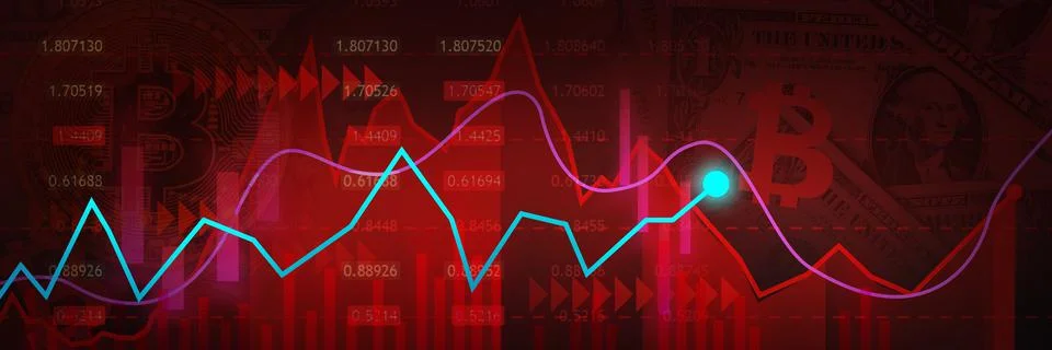 Finance graph downtrend bule line chart Ilustración de archivo