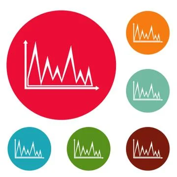 Finance graph icons circle set vector Ilustración de archivo