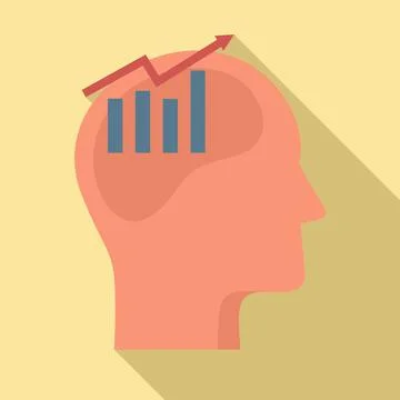 Finance graph neuromarketing icon, flat style Stock Illustration