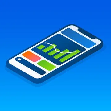 Finance graph smartphone icon, isometric style Stock Illustration