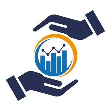 Finance Hand Chart Logo Design Investment business support icon vector template Illustrazione stock