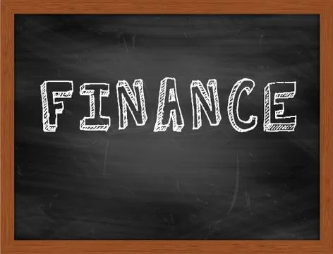 FINANCE  hand writing text on black chalkboard Stock Illustration