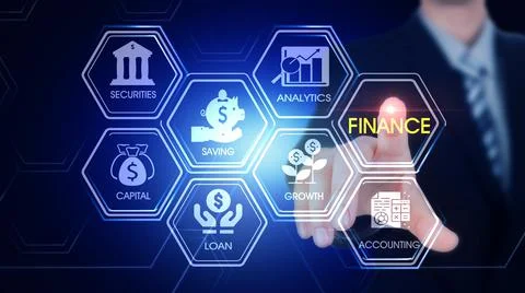 Finance Hexagonal Touch Screen Concept Illustrazione stock