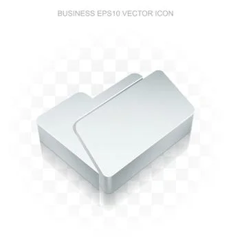 Finance icon: Flat metallic 3d Folder, transparent shadow, EPS 10 vector Stock Illustration