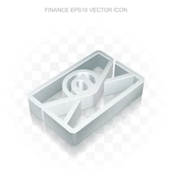 Finance icon: Flat metallic 3d Email, transparent shadow, EPS 10 vector Stock Illustration