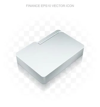 Finance icon: Flat metallic 3d Folder, transparent shadow, EPS 10 vector イラスト素材