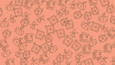 Finance icon random pattern loop background animation Stock Footage 318582635