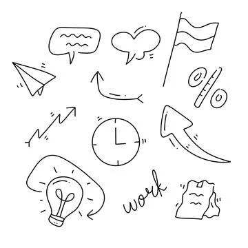 Finance icon resources bundle set with line doodle style for business Stock Illustration