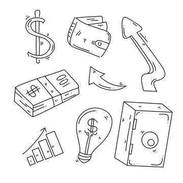 Finance icon resources bundle set with line doodle style for business Stock-Illustration