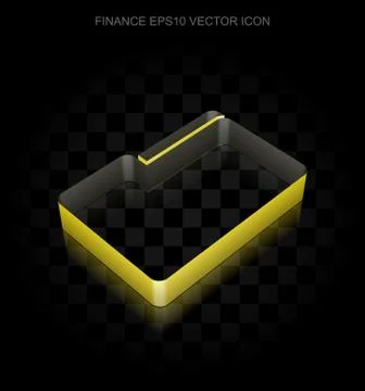 Finance icon: Yellow 3d Folder made of paper, transparent shadow, EPS 10 vector Illustrazione stock