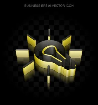 Finance icon: Yellow 3d Light Bulb made of paper, transparent shadow, EPS 10 イラスト素材
