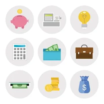 Finance icons in flat design Stock Illustration