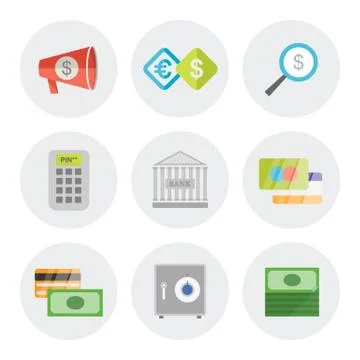 Finance icons in flat design Illustrazione stock