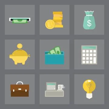 Finance icons set Stock Illustration