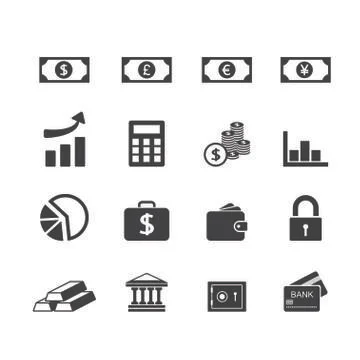 Finance icons set Stock Illustration